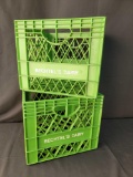 2 Green Plastic Bechtel's Dairy Milk Crates