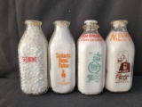 4 Milk Bottles- Seddon's, Rickards Royal Farms, Harbison's, Nelson's