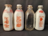 4 Milk Bottles- Clover Leaf, Clover Farms, Others