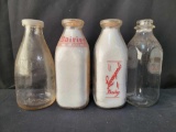 4 Milk Bottles- Levengood's, Sunny Slope, Others