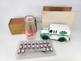 Clover Farms Delivery Truck with Box, Rosenberger's Anniversary Bottle with Box