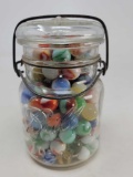 Clear Glass Ball Jar with Marbles, Glass & Wire Closure