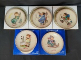 5 Goebel Hummel Annual Plates- 1971-1975, with Boxes