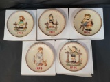 5 Goebel Hummel Annual Plates- 1991-1995, with Boxes