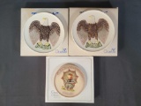 3 Goebel Plates- (2) Bald Eagle and Collectors Club Member, All with Boxes