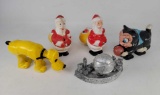 2 Marx Santa Toys, Tin Cat Wind-Up, Pluto Toy and NY 1964-65 World's Fair Souvenir