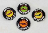 4 Mattel Hot Wheels Clip Back Buttons