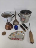 Kentucky Souvenir Tray, Oilers, Pocket Knives, Ice Pick, Cups and Filter, etc.