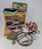 Grouping of Sewing Accessories- Thread, Pin Cushions, Shears, Brush, Kits, and more