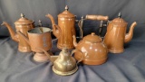 Grouping of Copper Tea and Coffee Pots, etc.