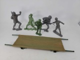 G.I. Joe Type Stretcher, 3 Marx Plastic Military Figures and Two Others