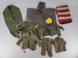 G.I. Joe Accessories - Sleeping Pouch, 2 Ponchos, Tent, Clothes, etc.