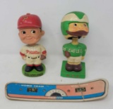 Baseball and Football Bobbleheads and a Scorekeeper - all as is