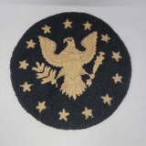 Hooked Round Seat Cover with Eagle Holding Arrows and Branch with 13 Stars