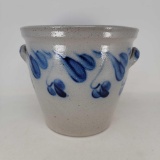 Blue Decorated Stoneware Crock by Eldreth Pottery