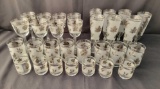 Frosted with Silver Leaf Motif Glass Drinkware Set- 30 Pieces