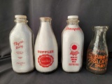 4 Milk Bottles- Major's, Supplee, Pensupreme and Sunny Slope Dairy