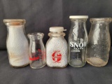 5 Cream Bottles- Showalter's, Foremost, Snow Brand, Highland