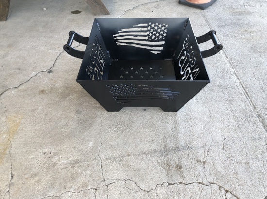 NOT SOLD Flag Fire Pit 25"x25"