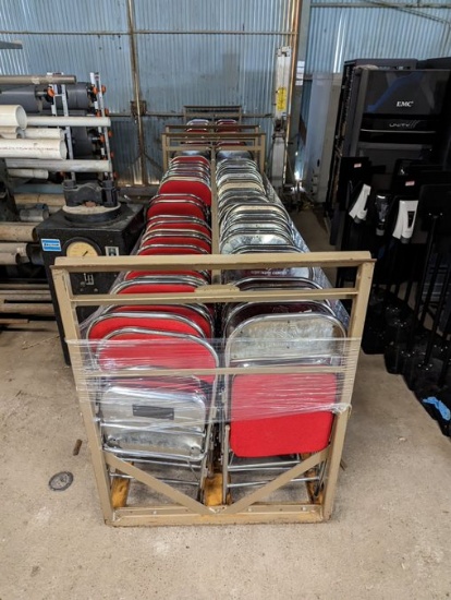 Red and Sliver folding chairs Approx 50