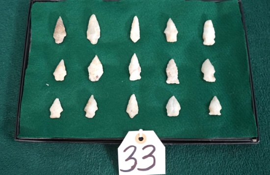 15 Clear White Quartz Authentic Arrowheads from North Carolina