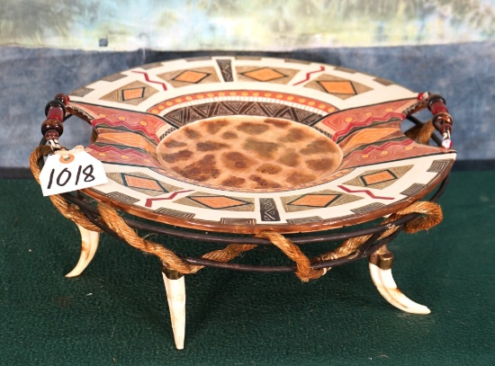 African Table Platter with Warthog Tusk Stand