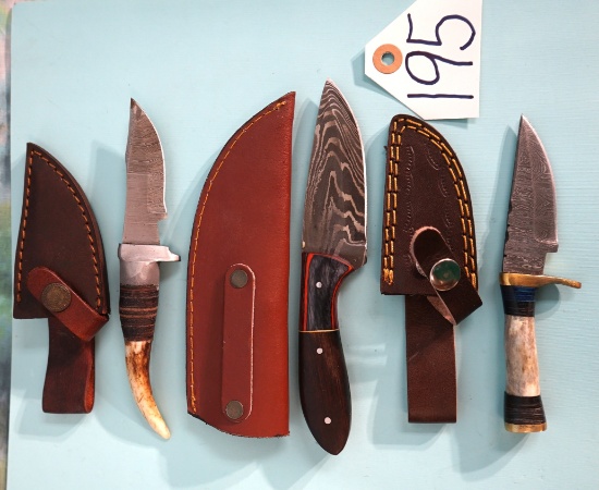 (3) Brand New Hunting Knives with Sheaths