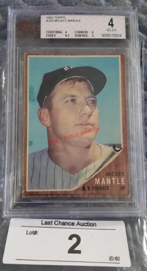 Mickey Mantle 1962 Topps #200 BVG 4