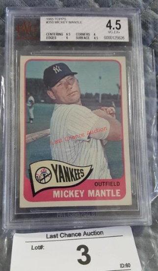 Mickey Mantle 1965 Topps #350 BVG 4.5