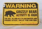 Grizzly Bear Warning Metal Sign