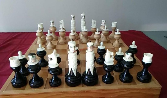 Hand Crafted Ivory Chess Game