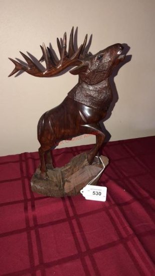 Elk Iron Wood Statue