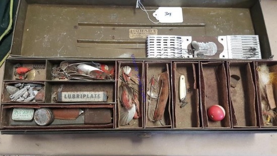 Vintage Hobart Tackle Box & Reels
