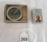 Vintage Pocket Compass & Abe Lincoln Lighter