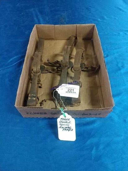 Three Victor Double Spring Animal Traps