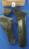 2 Vintage Pistol Holsters and US Ball Holder