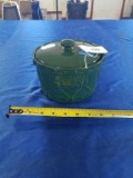 Longaberger Pottery Woven Drum Crock-Green