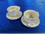 2-Longaberger Pottery Cappucino Cup & Saucer