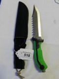 Green Handled Knife w/Sheath Green Handle NEW