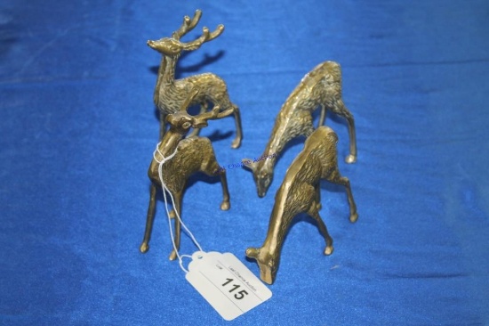 4 Small Brass Deer Figurines one money