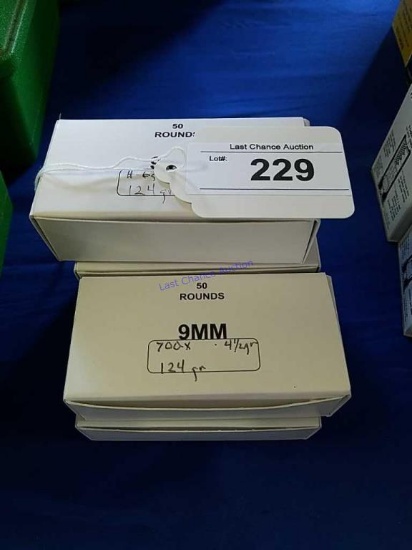 5-Boxes of 50ct 9mm Luger