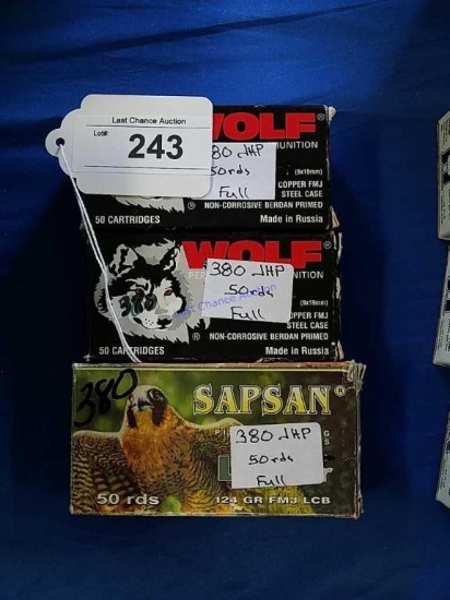 3-Boxes of 50ct  .380 JHP