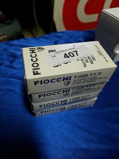 4-50ct Boxes of Fiocchi 9Luger 9x19