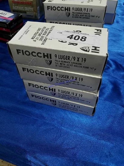 4-50ct Boxes of Fiocchi 9Luger 9x19