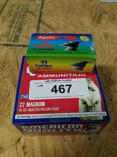 250ct .22mag and 50 ct Aguia .no gunpowder