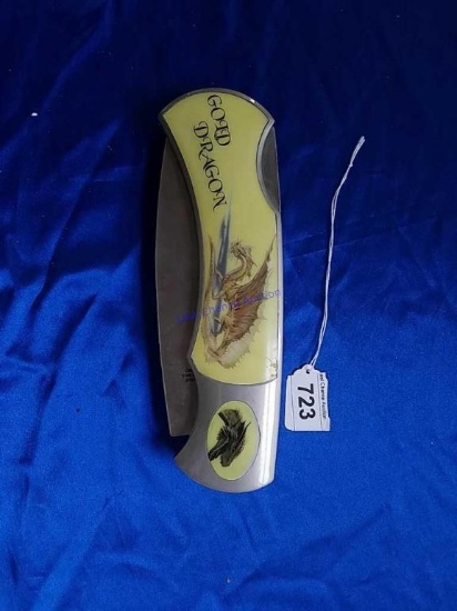 Huge Gold Dragon Locking Knife.  Demo?