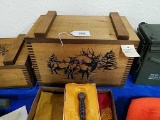 Dovetail Wood Ammo Box with Elk  (LG)