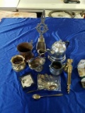 Large Box of Brass, Copper and Silver Plate