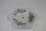 Antique Glass Light Shade with Pink Flowers