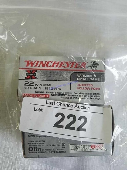 2X-Boxes of 50ct Winchester .22 Win Mag